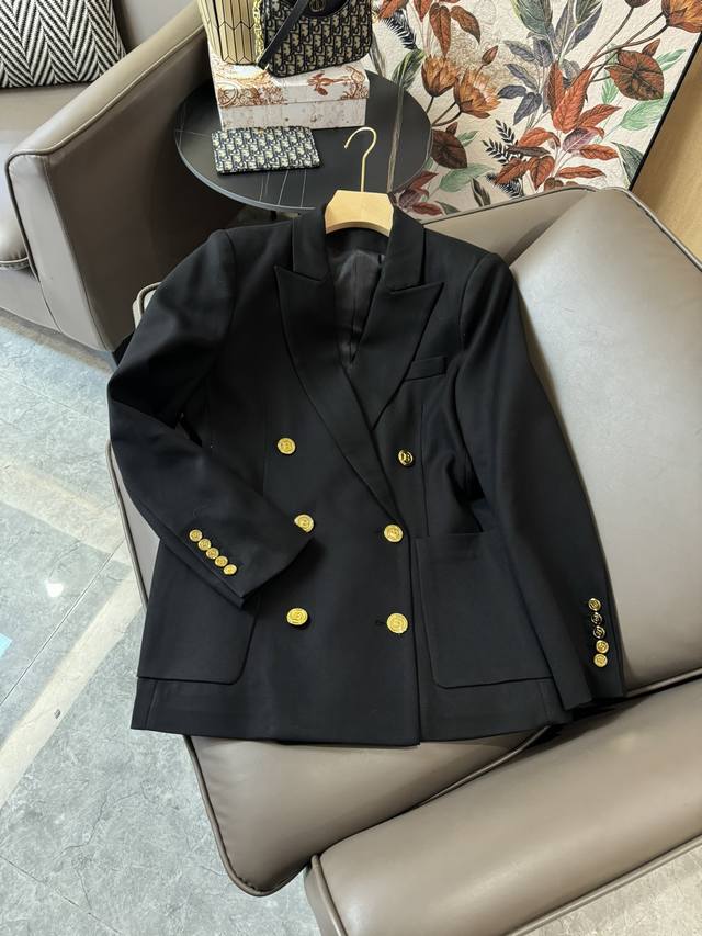 Xz24015#新款外套 Balman 双排金扣 阔版西装外套 黑色 Smlxl